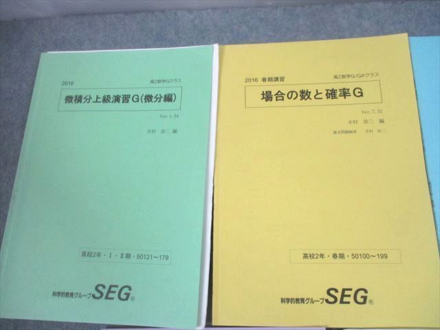 UB11-074 SEG 高2数学G/G＃クラス 場合の数と確率/微積分上級演習/複素数と図形G 等 テキスト通年セット2016 5冊 木村浩二 23S0D_画像2