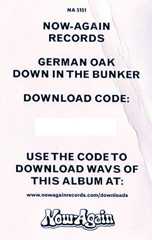 German Oak - Down In The Bunker 1,000枚限定ダウンロード・コード付再発リマスター二枚組アナログ・レコード