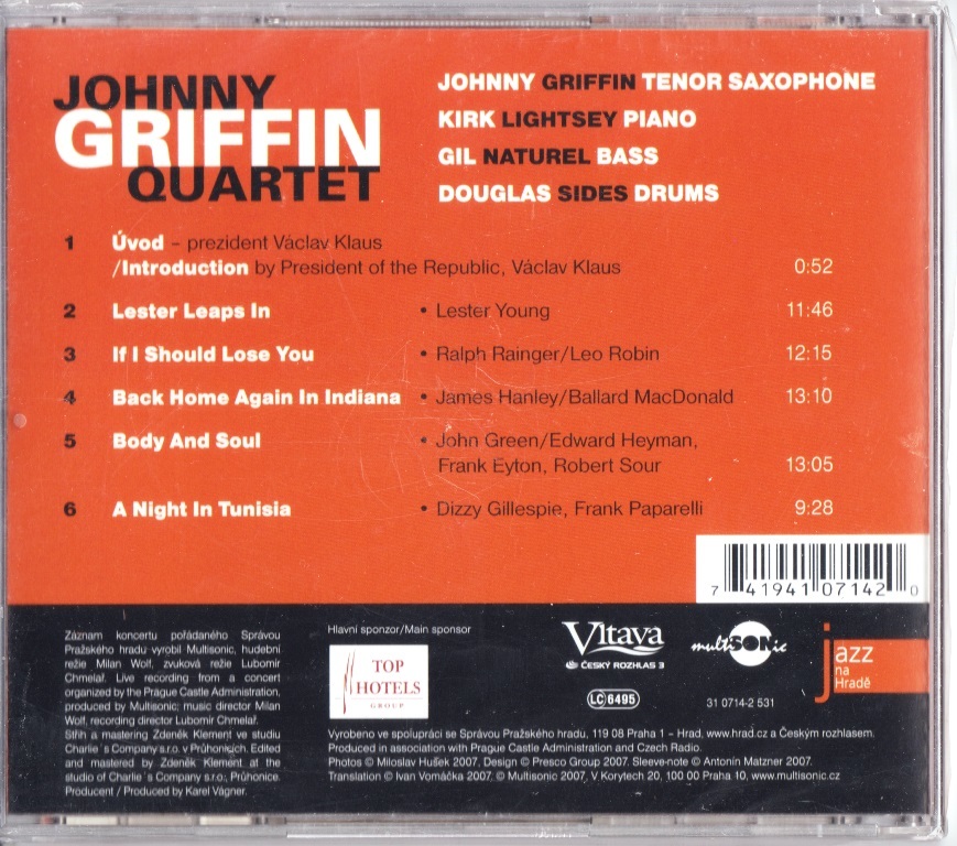 Johnny Griffin ジョニー・グリフィン - JAZZ AT PRAGUE CASTLE 2007 - Jazz Na Hrad ＣＤ_画像2