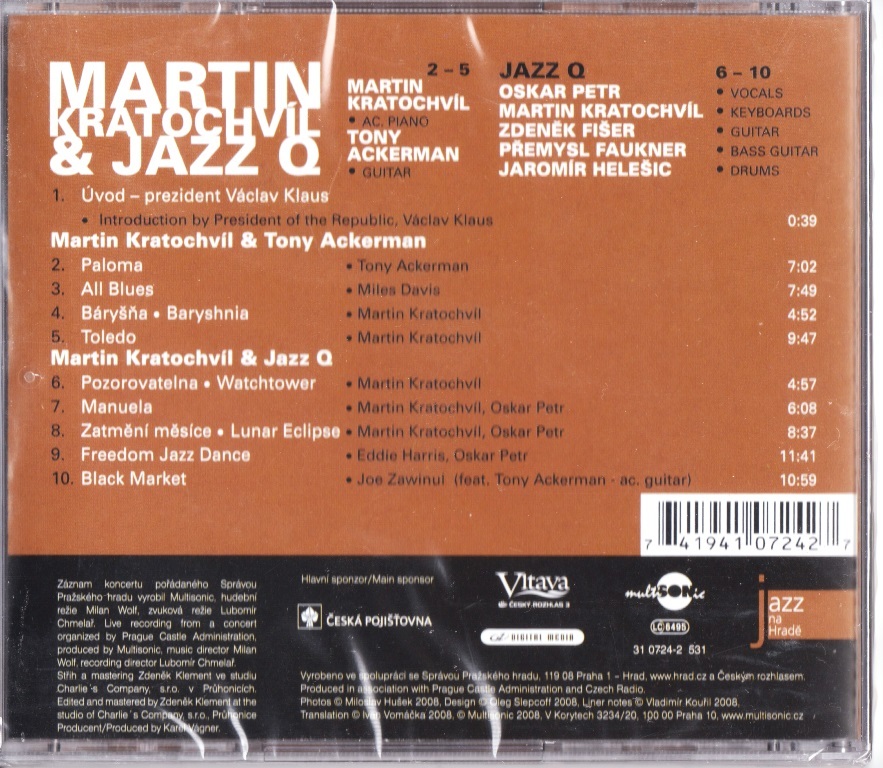 Martin Kratochvil Jazz Q & & Tony Ackerman - Jazz Na Hrade ＣＤ