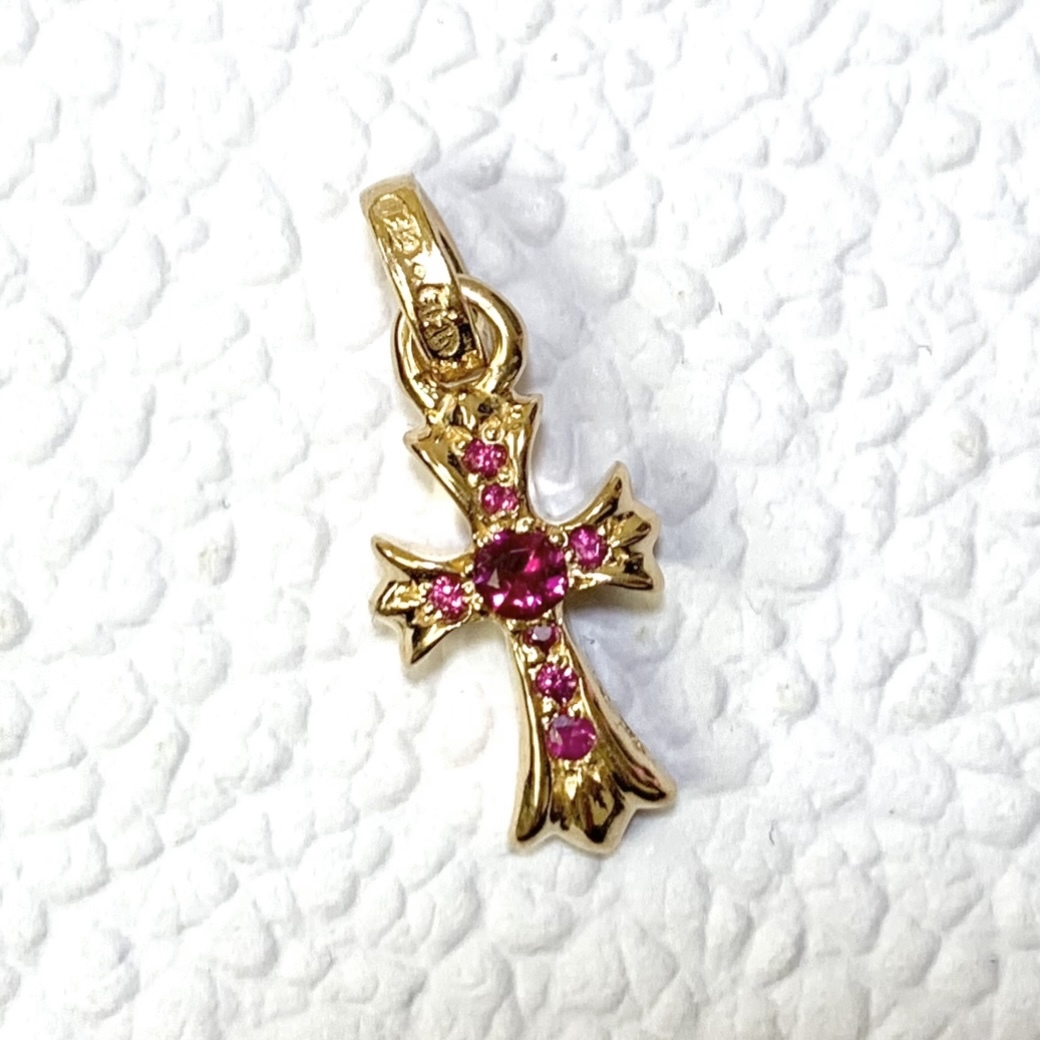 希少 クロムハーツ 22k ベビー ファット クロス チャーム 純正ルビー