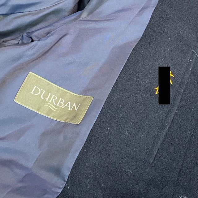D'URBAN 92A5 ステンカラーコート ダーバン タスマニアウール new wool 100% ネイビー系 ビジネス ネーム刺繍あり M位_画像9
