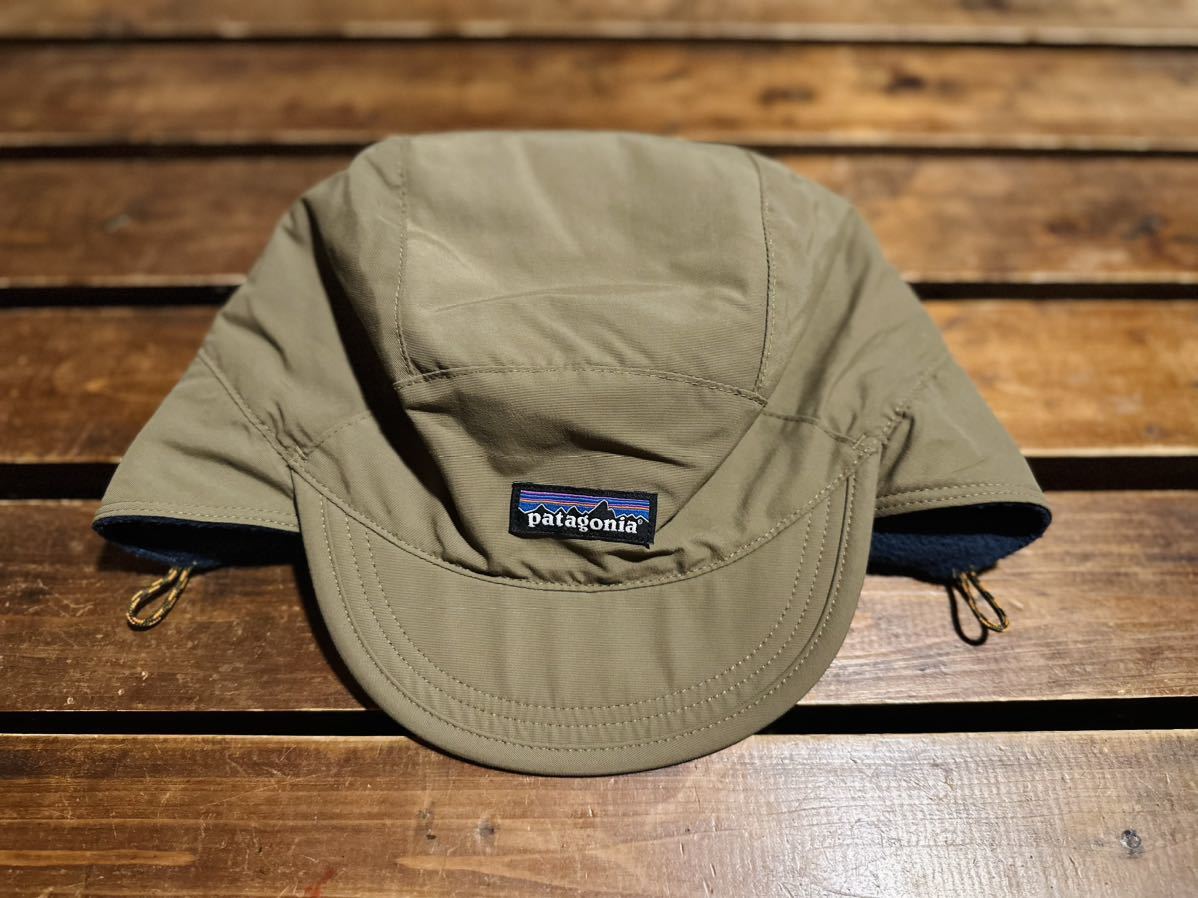 patagonia パタゴニア シェルド シンチラ ダックビル キャップ フリース ボア ジェットキャップ 帽子 耳当て　L ベージュ カーキ