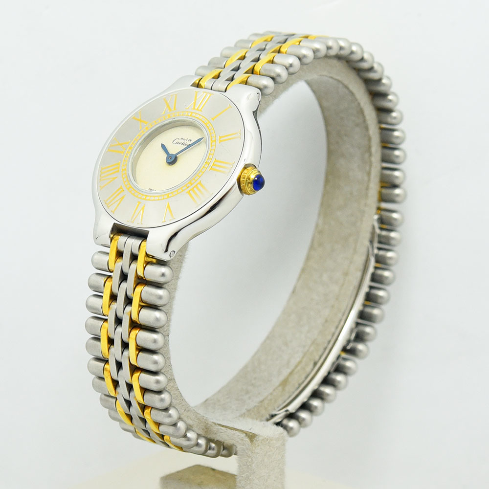  Cartier clock lady's Cartier Must 21 Vingt et Un quartz SS stainless steel ivory light finishing used 