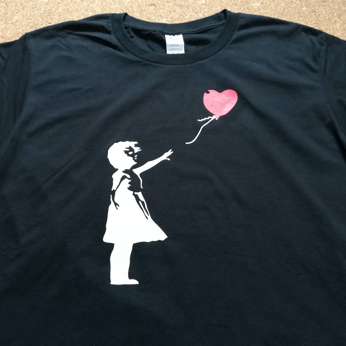 【2XL】BANKSY・バンクシー・風船と少女・プリントTシャツ・黒_画像2