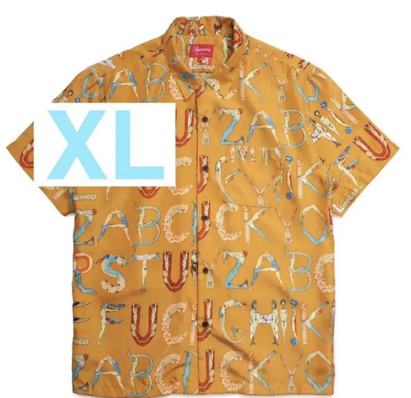 【XL】新品 Supreme Alphabet Silk Shirt Black シュプリーム アルファベット シルク シャツ 18SS レーヨンシャツ オレンジ_画像1