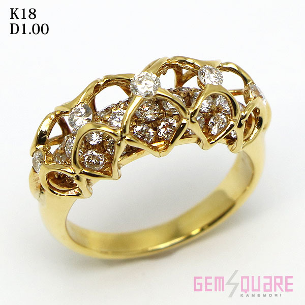 値下げ交渉可】K18YG ダイヤモンド デザイン リング 指輪 D1.00 11号