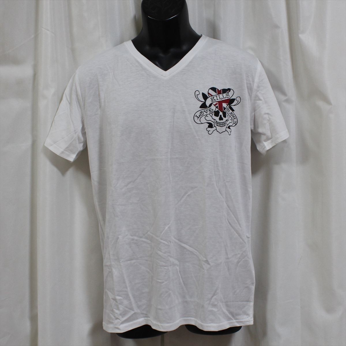 エドハーディー ed hardy メンズ半袖Tシャツ M02CMVUK052 Vネック ホワイト XLサイズ 新品 白色_画像1