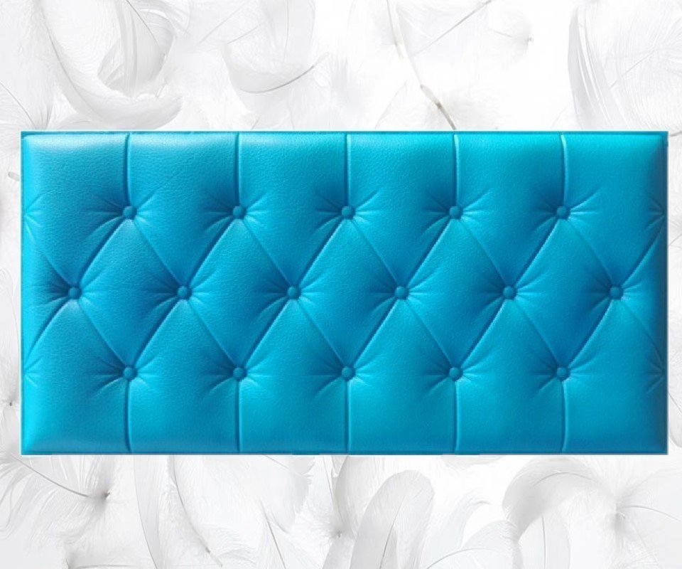 【50枚】極厚2cm高級 3D クッション 壁 シール キルティングレザー調×ブルー 糊付き リメイク 耐水 抗菌 DIY