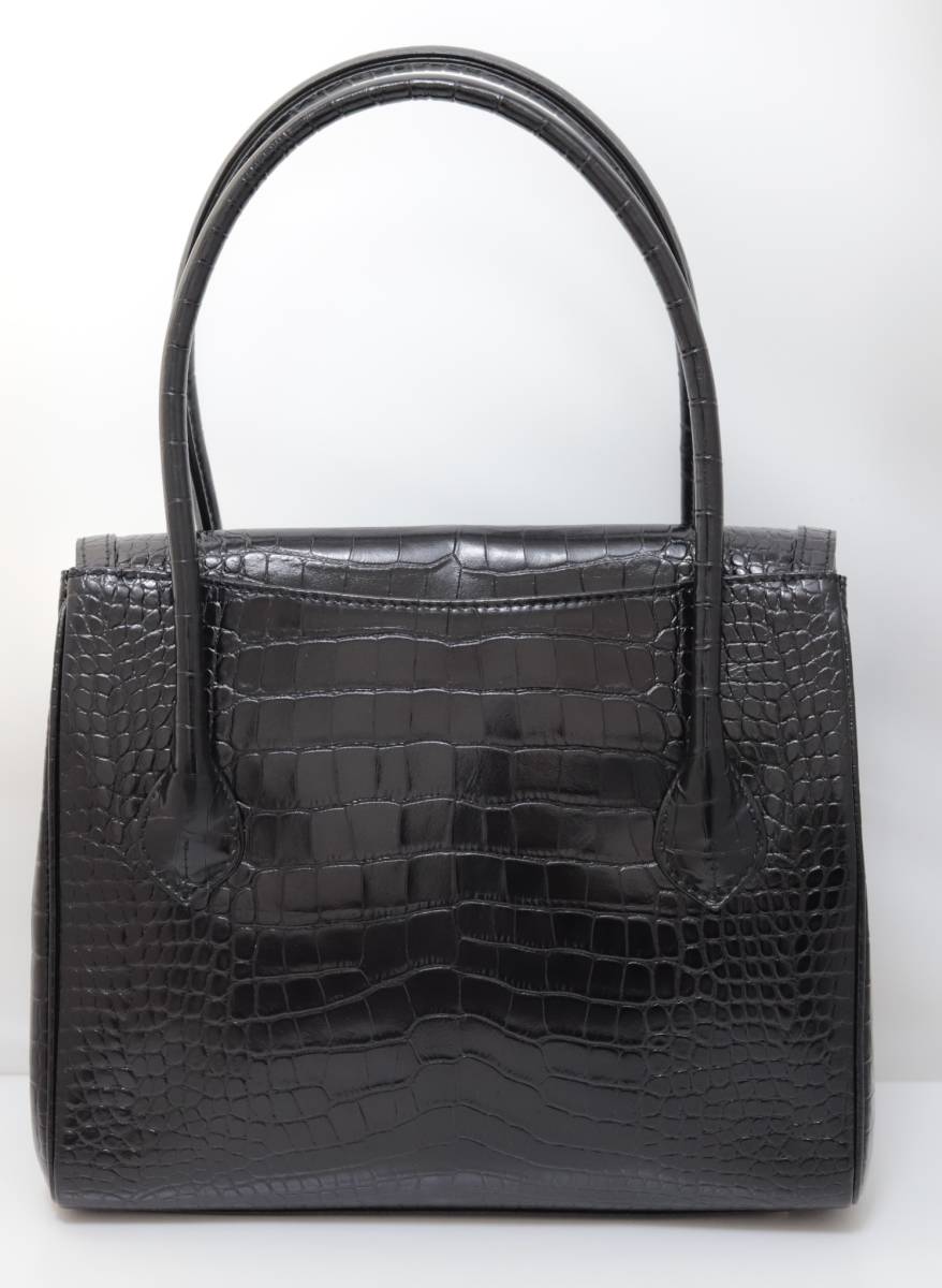 美品】濱野 ハマノ クロコ コッコブリエ・ミニ ハンドバッグ-