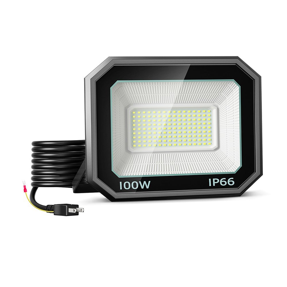 即納 100W LED投光器 10台 昼光色 6000k IP66 防水防塵 1600W相当 超高輝度 15000lm 極薄型 作業灯 広角 屋外 照明 AC 85V-150V 送料無料