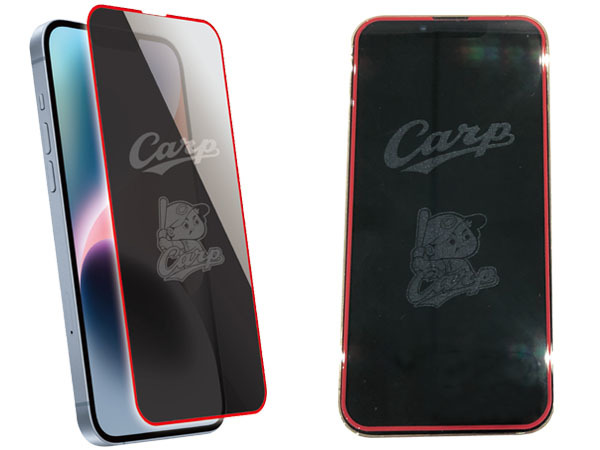 カープ公認デザイン 強化ガラス 保護フィルム iPhone 14Pro 6.1インチ 8H 極薄 高品質 コーティング加工 ネコポス 送料無料_画像3