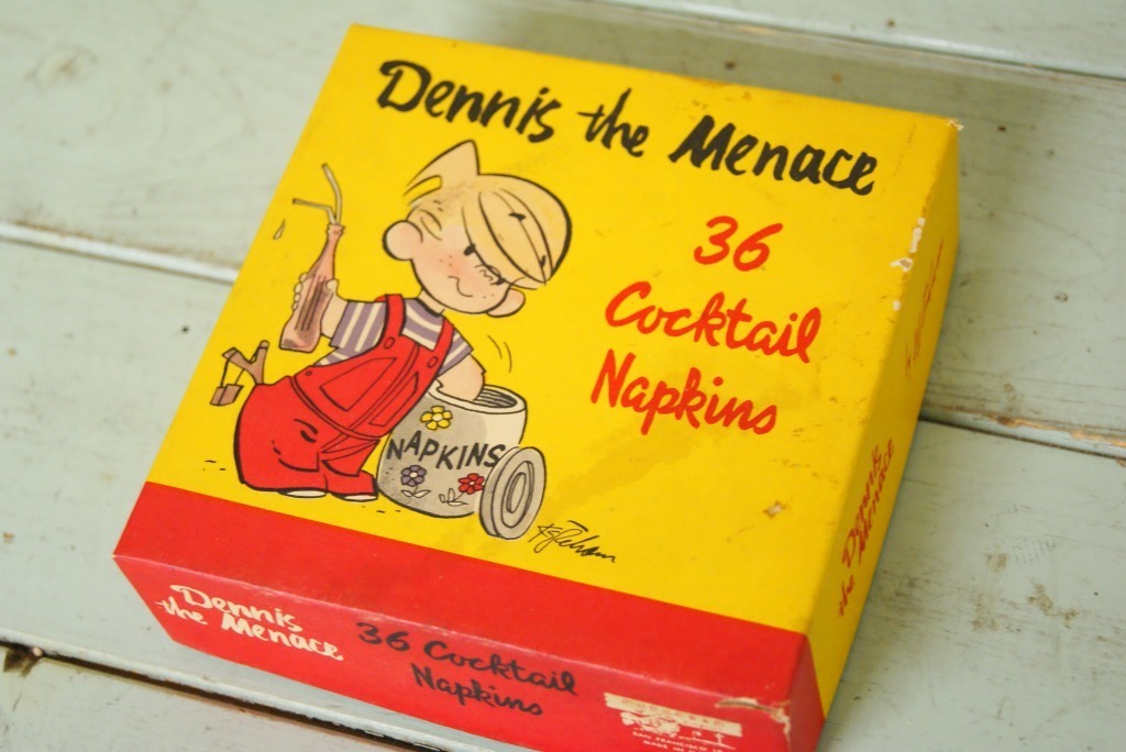 1954年　ビンテージ　箱付　DENNIS THE MENACE デニス・ザ・メナス わんぱくデニス ペーパーナプキン20枚セット_画像5