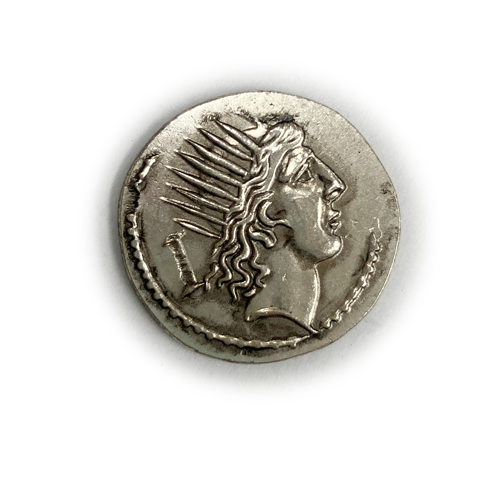 レプリカ 太陽神ソル 三日月 古代ローマ 銀貨 硬貨 コイン アンティーク キーホルダーペンダントお守りなどに RM10_画像1