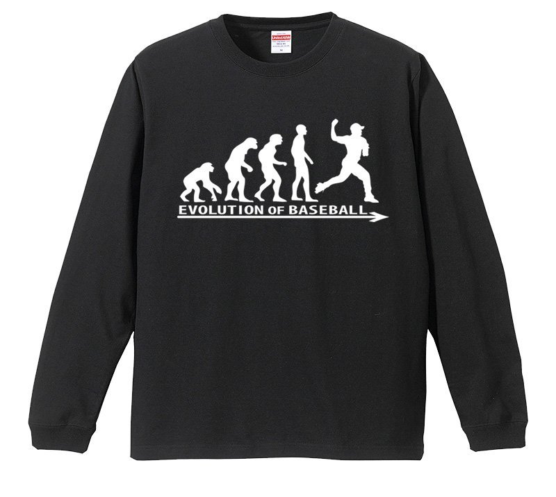 進化 EVOLUTION ベースボール 野球 投手 ピッチャー ロンT リブ付き（S/M/L/XL）黒地 長袖 新品_画像1