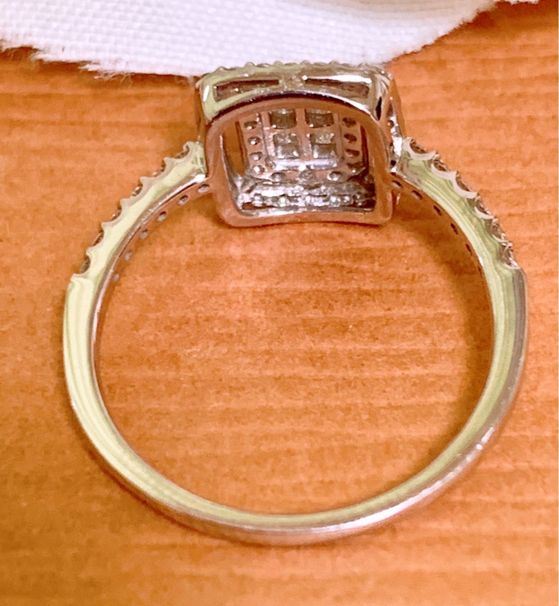 上質 照り照り 2種カット D0.50CT プラチナスクエアダイヤリング