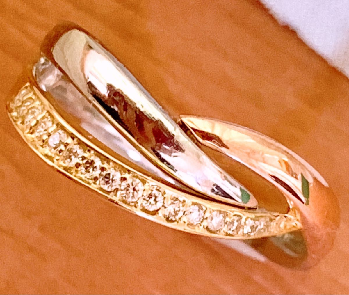 スリーカラー D0.12CT プラチナ k18ダイヤモンドリング | noonanwaste.com