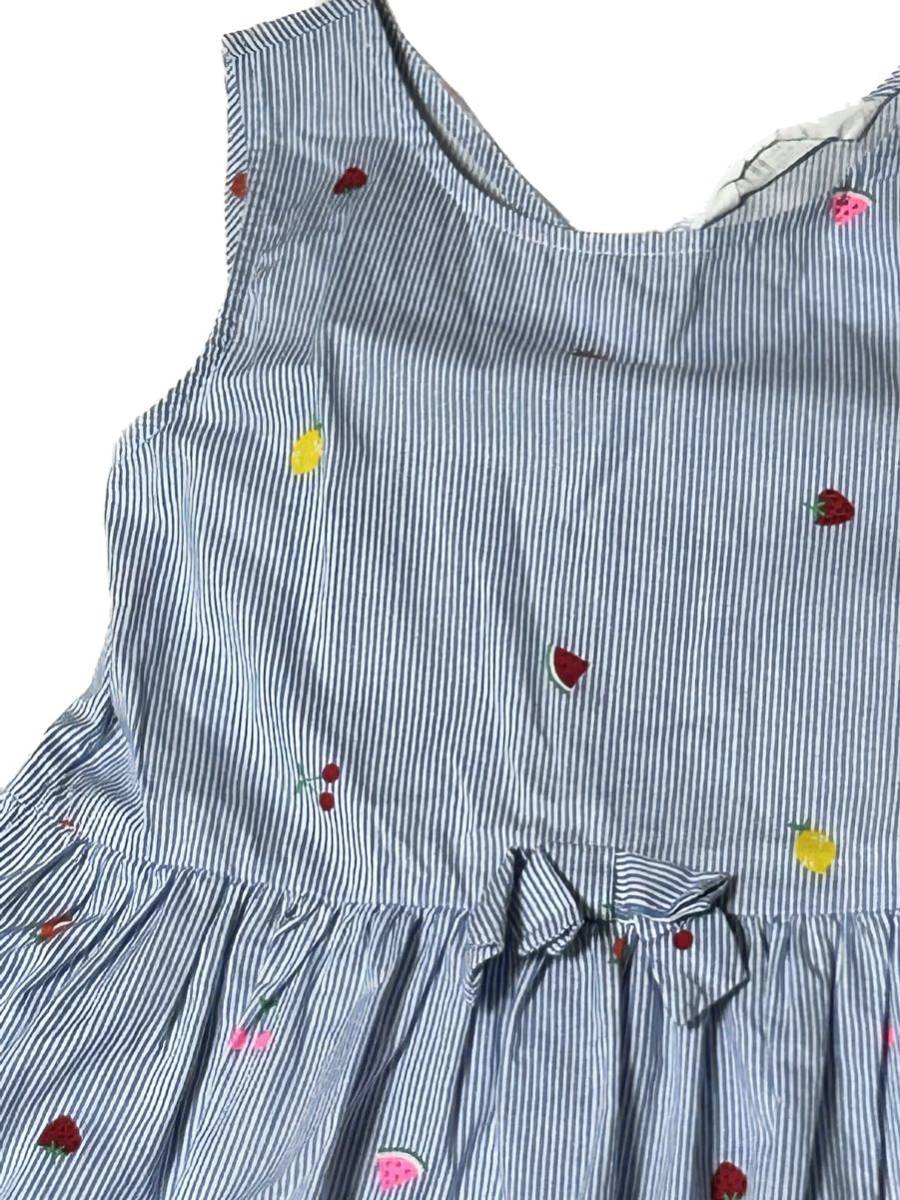 送料無料◇美品】H&M ノースリーブ ストライプワンピース ◇ サイズ130