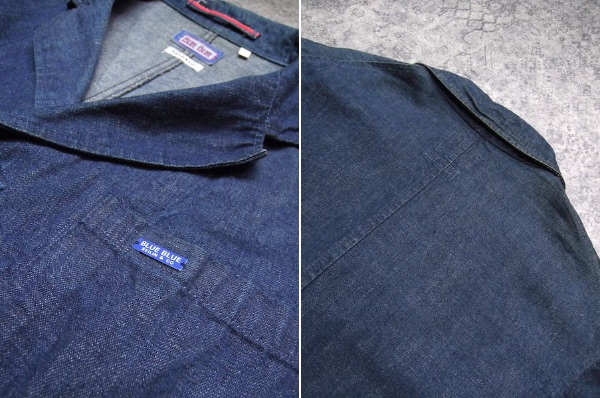 BLUE BLUE Denim tailored jacket * men's M size (2)/ coverall /b lube Roo / Hollywood Ranch Market / American Casual 