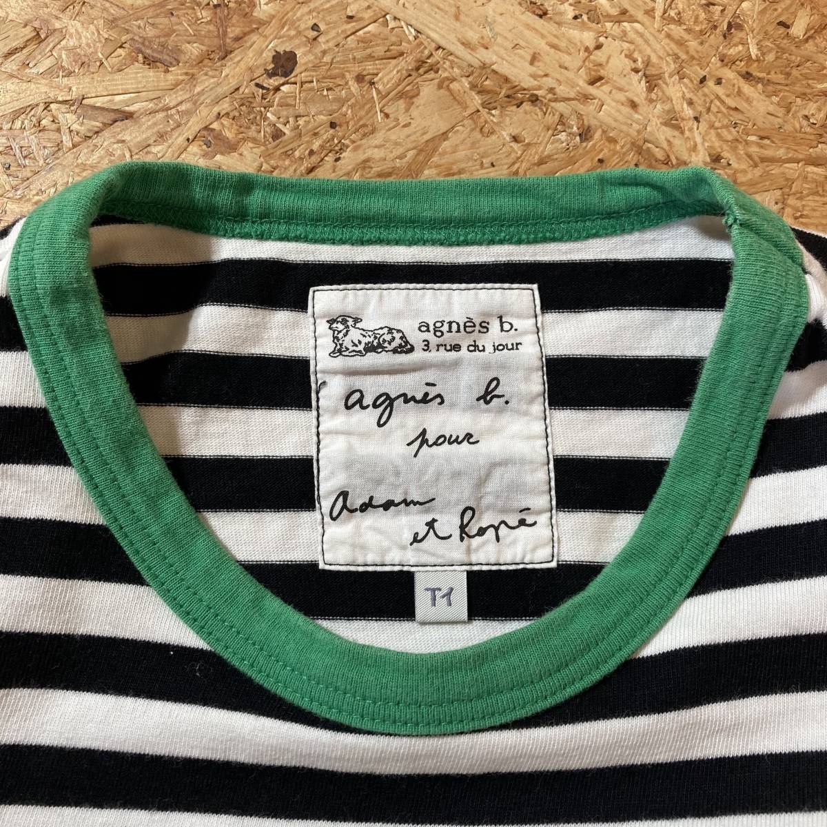 agnes b レディース ADAM ET ROPE ボーダー 長袖 Tシャツ T1 コラボ