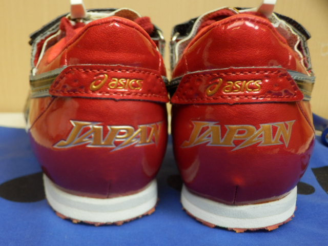  Asics track-and-field spike three step ..* stick height .( mileage width .) 2013TP-JAPAN red × black 23.0.