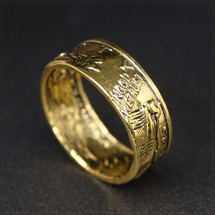 [RING] 1945年 WALKING LIBERTY HALF DOLLAR アンティーク ウォーキングリバティ ハーフダラー コイン デザイン ゴールド リング 15号_画像5