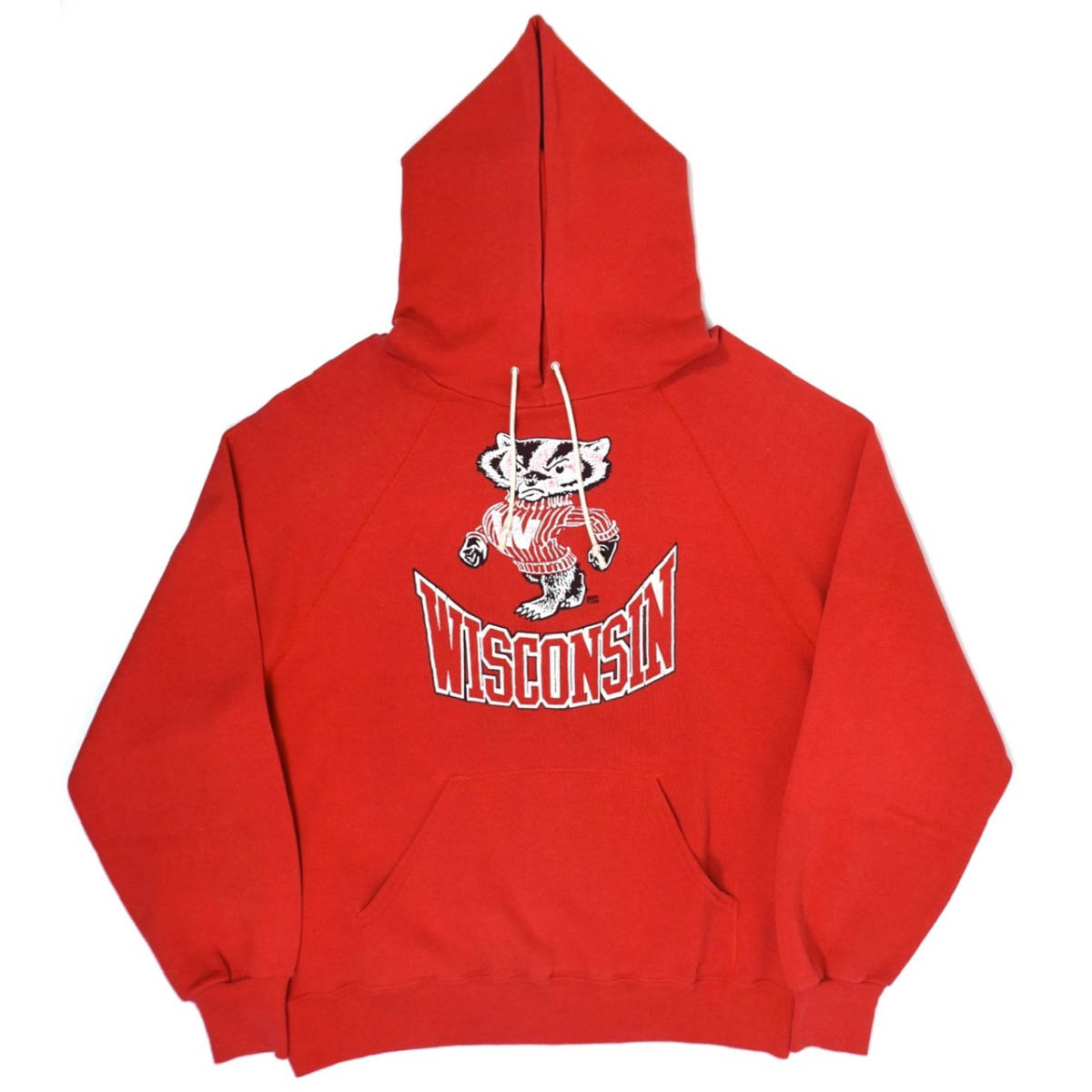 USA製 1980-90s WISCONSIN Sweat hoodie XL Red ヴィンテージ バセットウォーカー スウェットフーディー パーカ レッド 赤