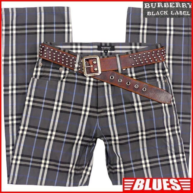 即決★BURBERRY BLACK LABE★W28位 ノバチェック パンツ 廃盤 バーバリーブラックレーベル メンズ 70 グレー チェック 三陽商会 ナイト刺繍_画像1