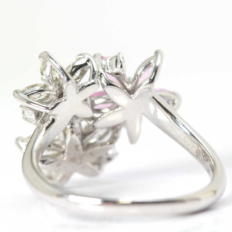 ピンクサファイア ダイヤモンド リング 0.60/0.85ct 10.5号 お花 K18WG