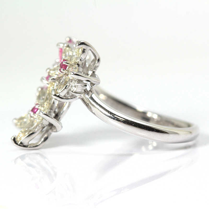 ピンクサファイア ダイヤモンド リング 0.60/0.85ct 10.5号 お花 K18WG