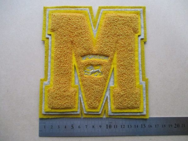 80s McGREGORマックレガーlettered『M』相良刺繍ワッペン/黄色マクレガー シニールPATCHさがらイニシャルUSAアメカジIVYスタジャン SB1_画像9