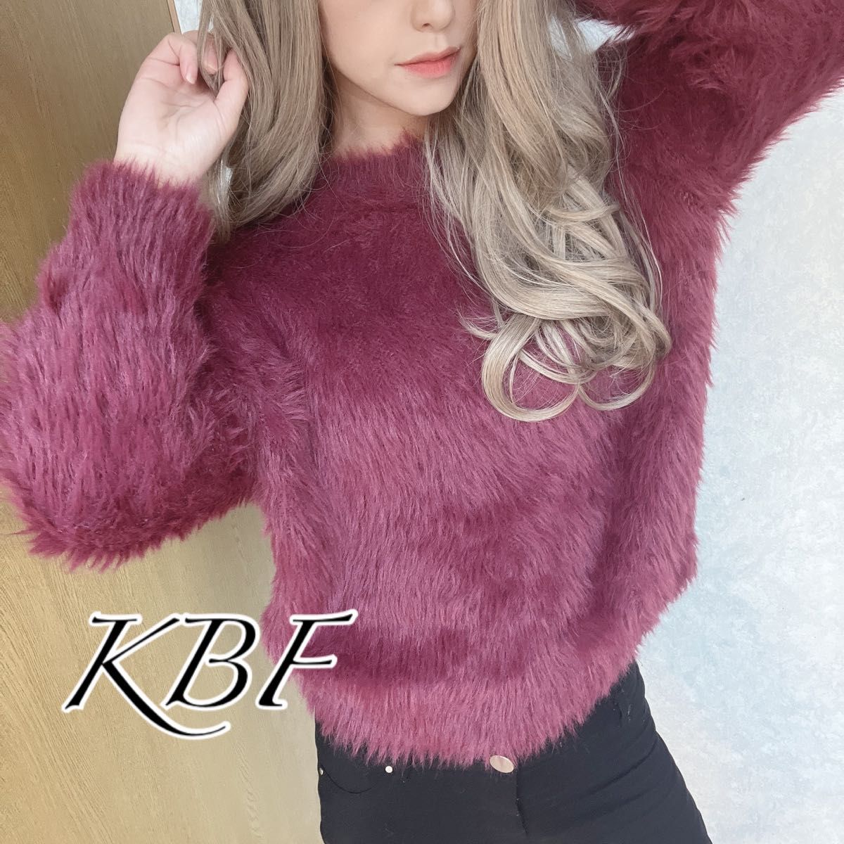 KBF ミニシャギーブルゾン ピンク - アウター