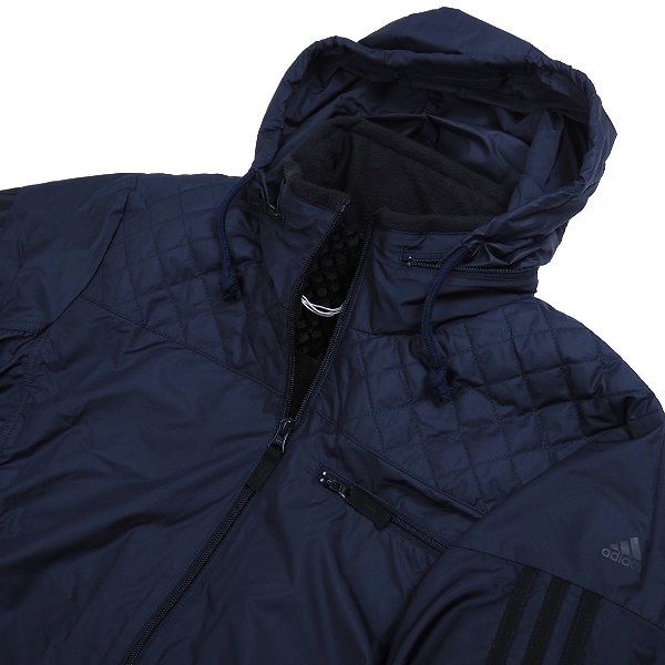 P114 新品 adidas アディダス ３ストライプス 2WAY フルジップ ジャケット ウインドブレーカー ゴルフ トリコット L ネイビーの画像6