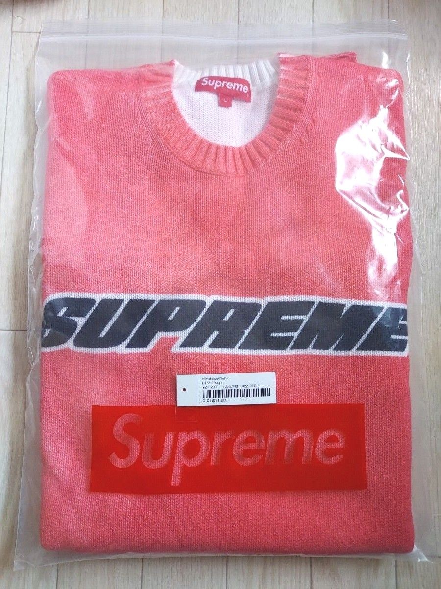 新品!Supreme Printed Washed Sweater pink L | noonanwaste.com