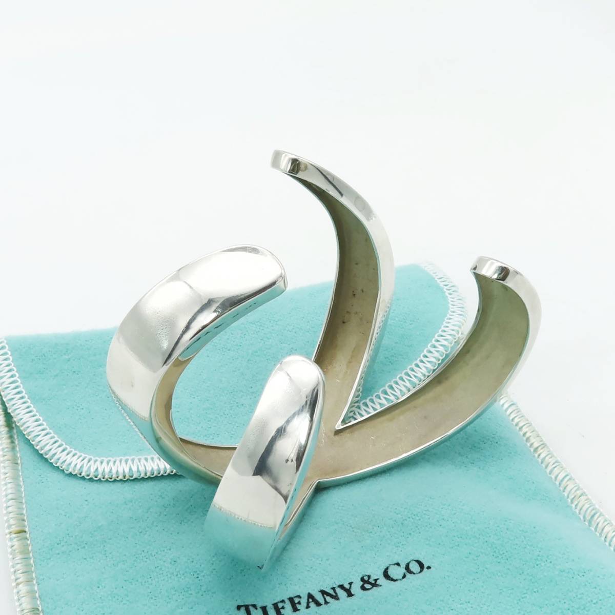 希少 美品 Tiffany&Co. ヴィンテージ ティファニー パロマピカソ クロス ヘビー バングル SV925 エックス QQ56_画像5