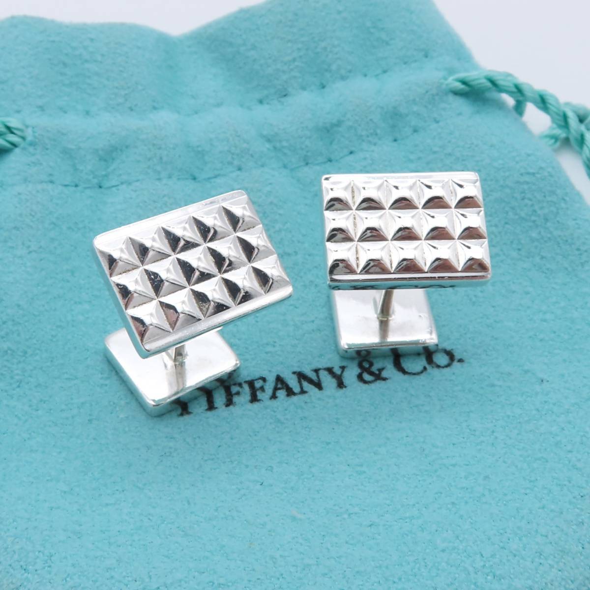  ultimate rare beautiful goods Tiffany&Co. Tiffany studs silver cuffs SV925 cuff links suit men's diamond Point HH14