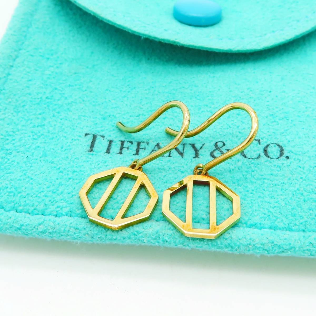 極希少 美品 Tiffany&Co. ティファニー ゼリージュ イエローゴールド フック ピアス 750 K18 AA240