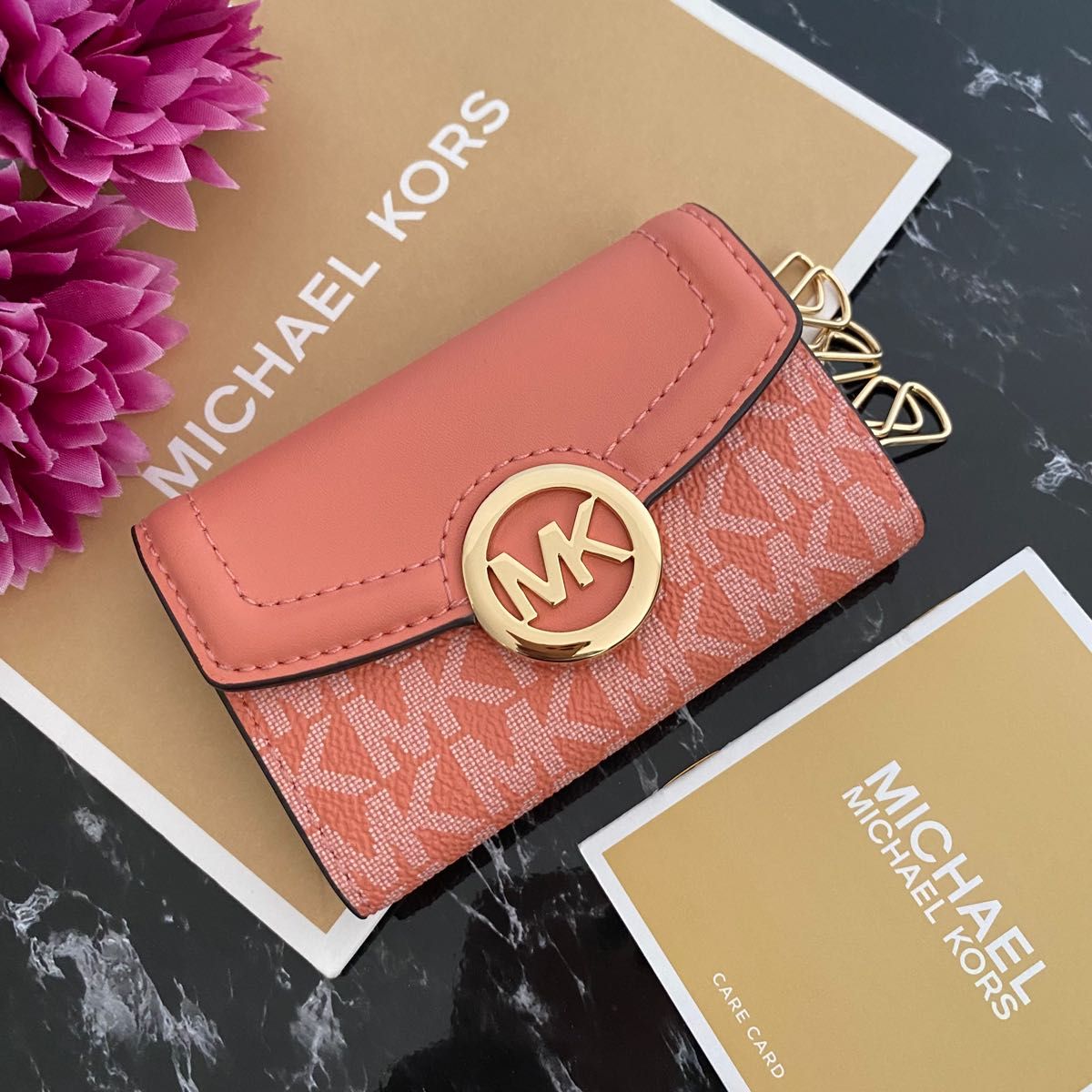 人気商品 KORS MICHAEL 25新品 マイケルコース ピンク キーケース キーケース