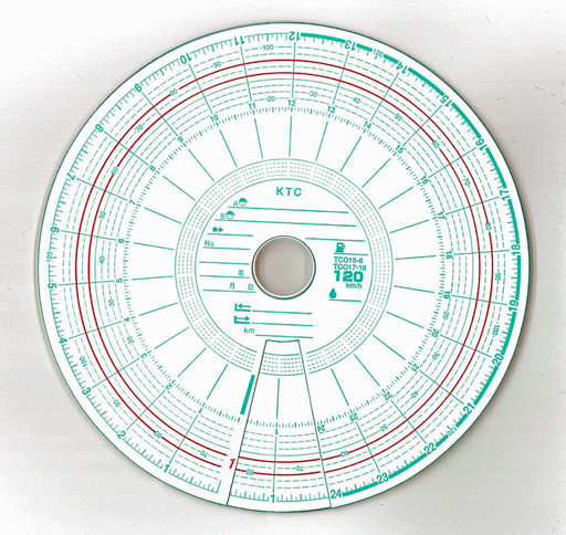 タコグラフチャート紙　7日120km　赤ライン 小芝記録紙 KM-7-120-2C（10組入り）_画像1