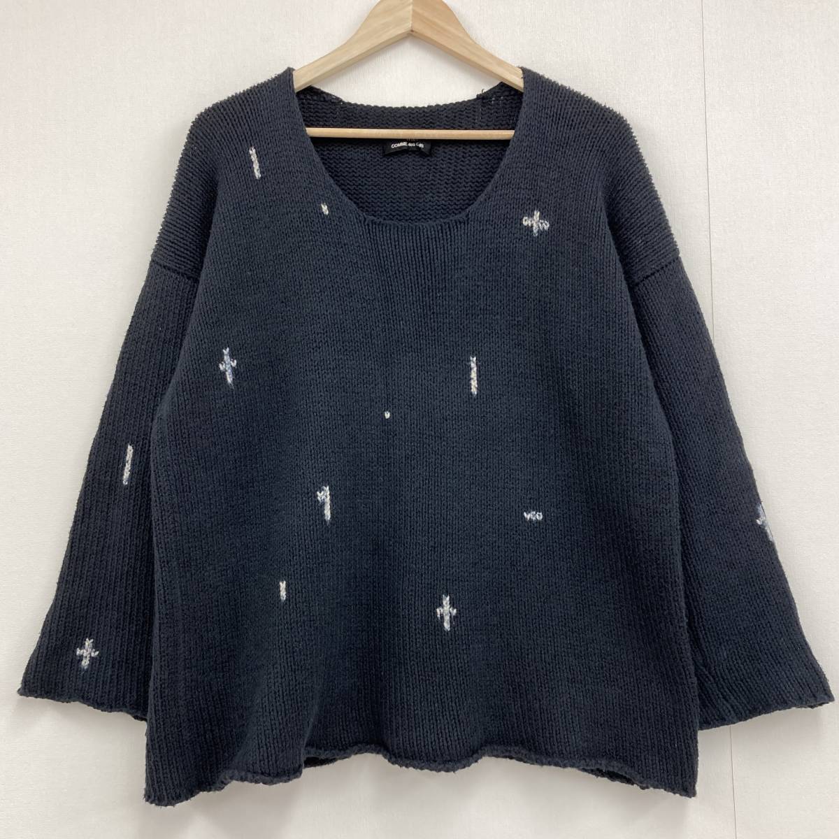 80s tricot COMME des GARCONS 脱色加工 コットン ニット ブラック トリココムデギャルソン ボロルック セーター VINTAGE archive 3020013