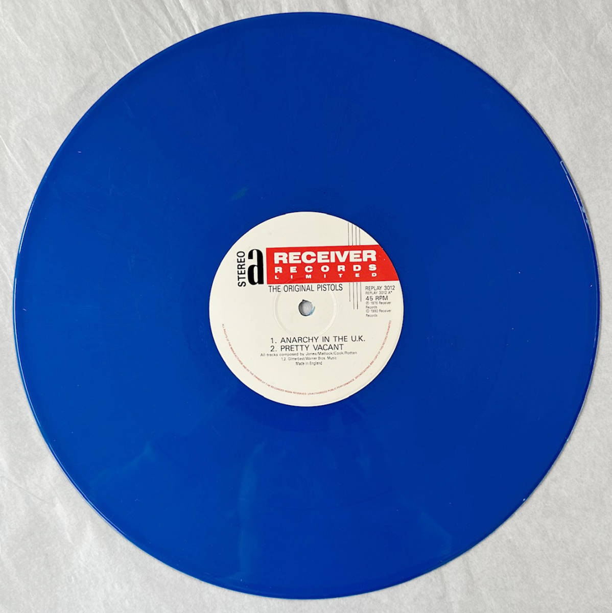 ■1990年 UK盤 Sex Pistols - The Original Pistols : The Early Years Live 12”EP 限定 Blue Vinyl REPLAY 3012 Receiver Records_画像3