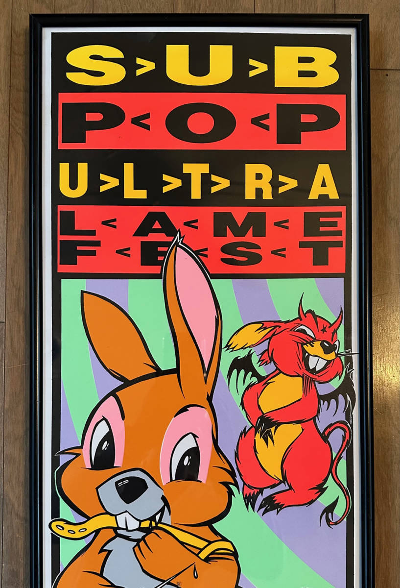 ■1992年　FRANK KOZIK 限定 “SUB POP” ULTRA LAME FEST POSTER PORTLAND 1992 LOVE BATTERY SEAWEED Tour Poster サイン・ナンバー入り_画像2