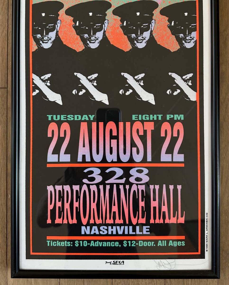 ■1995年 MARK ARMINSKI 限定 “FOO FIGHTERS” 328 PERFORMANCE HALL NASHVILLE Tour Poster サイン入り FRANK KOZIK_画像3