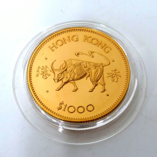 香港/HONG KONG エリザベス2世 1,000ドル金貨 1985 干支「丑」牛 香港/HONG KONG エリザベス2世 1,000ドル金貨 1985 干支「丑」牛