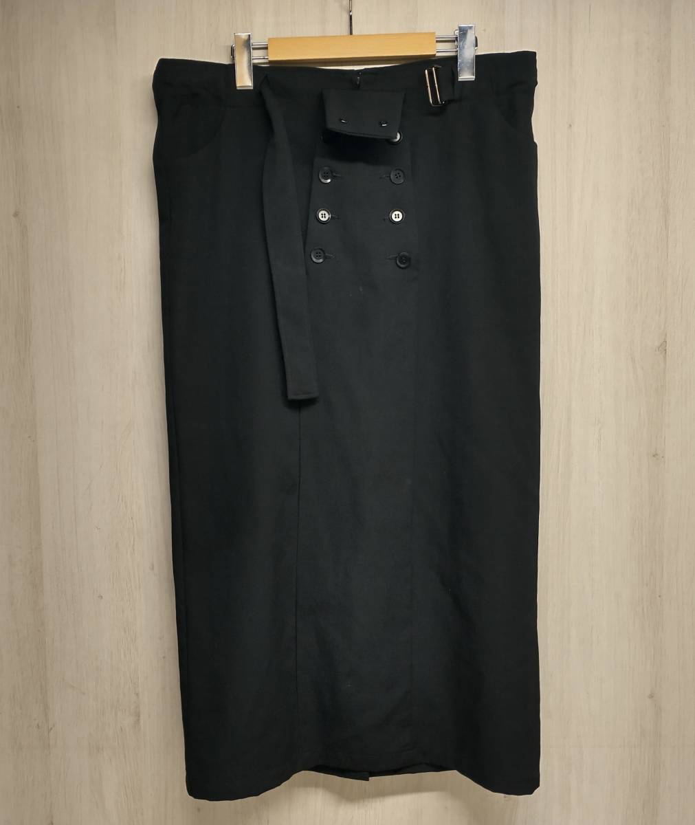 YOHJI YAMAMOTO ヨウジヤマモト スカート ウール ブラック ベルト付き FU-S04-100 日本製 サイズ2 上段ボタン外れかけ 店舗受取可