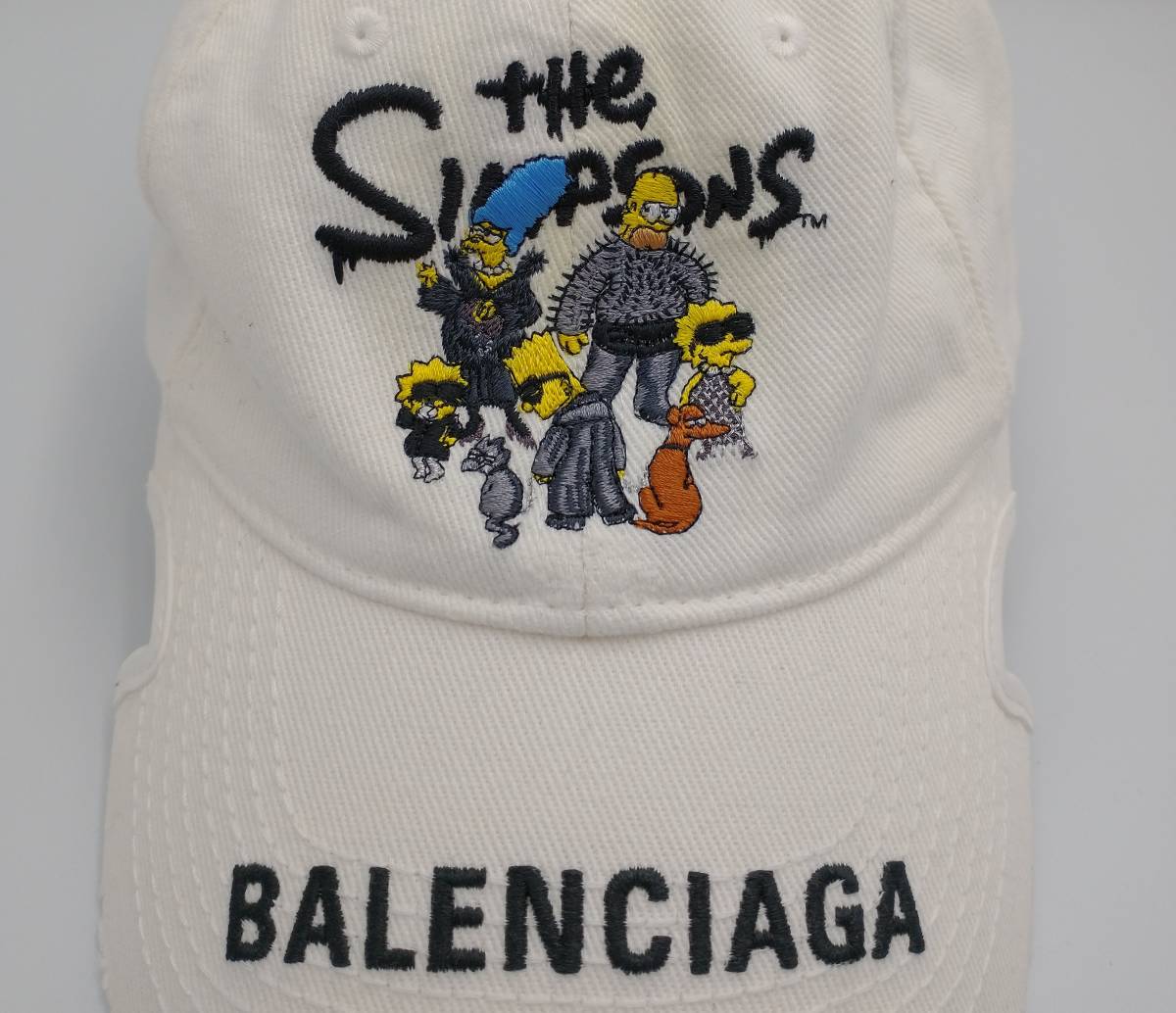 BALENCIAGA×THE Simpsons Embroidered cap in white Sサイズ 55cm 表と