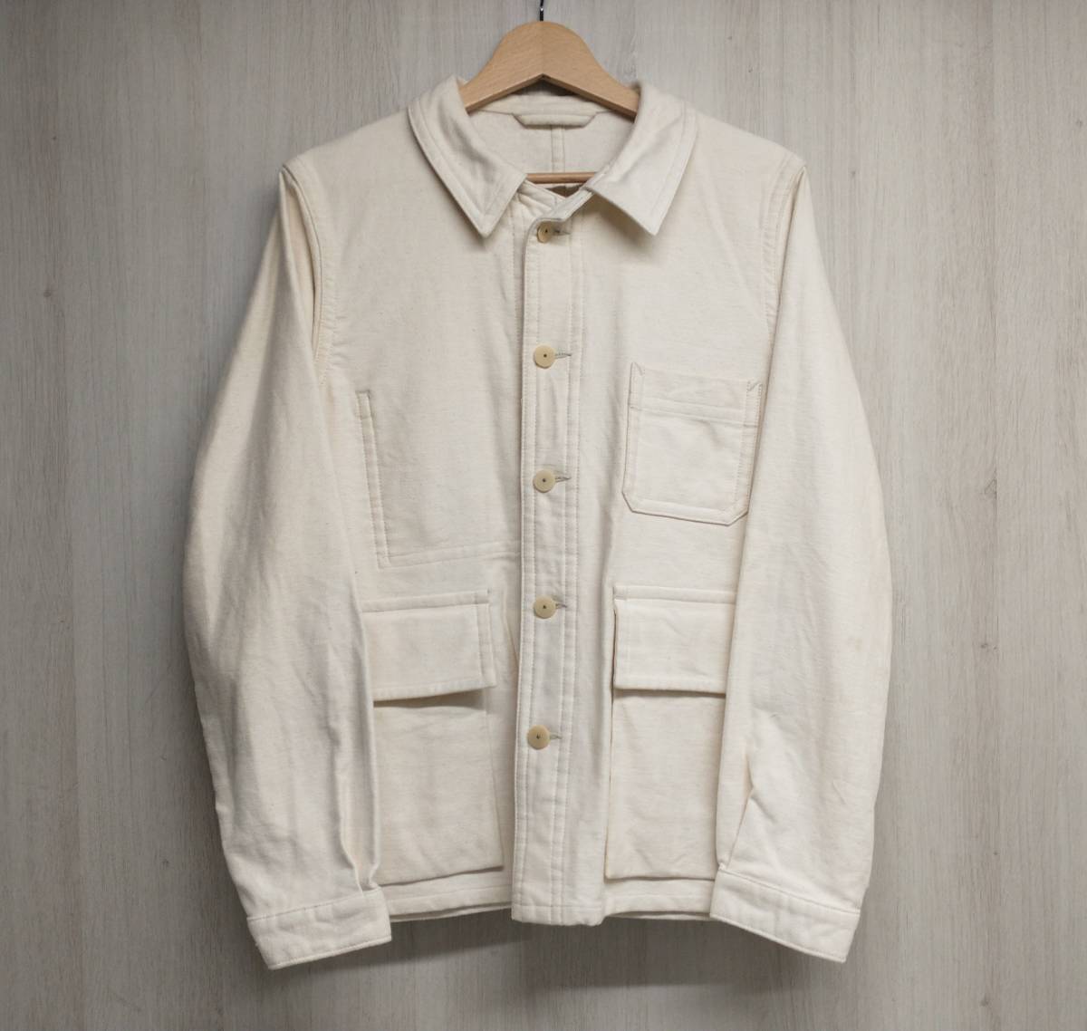 NIGEL CABOURN ナイジェルケーボン TUNIC JACKET モールスキン カバーオール オフホワイト アイボリー コットン 46サイズ 8080030010_画像1