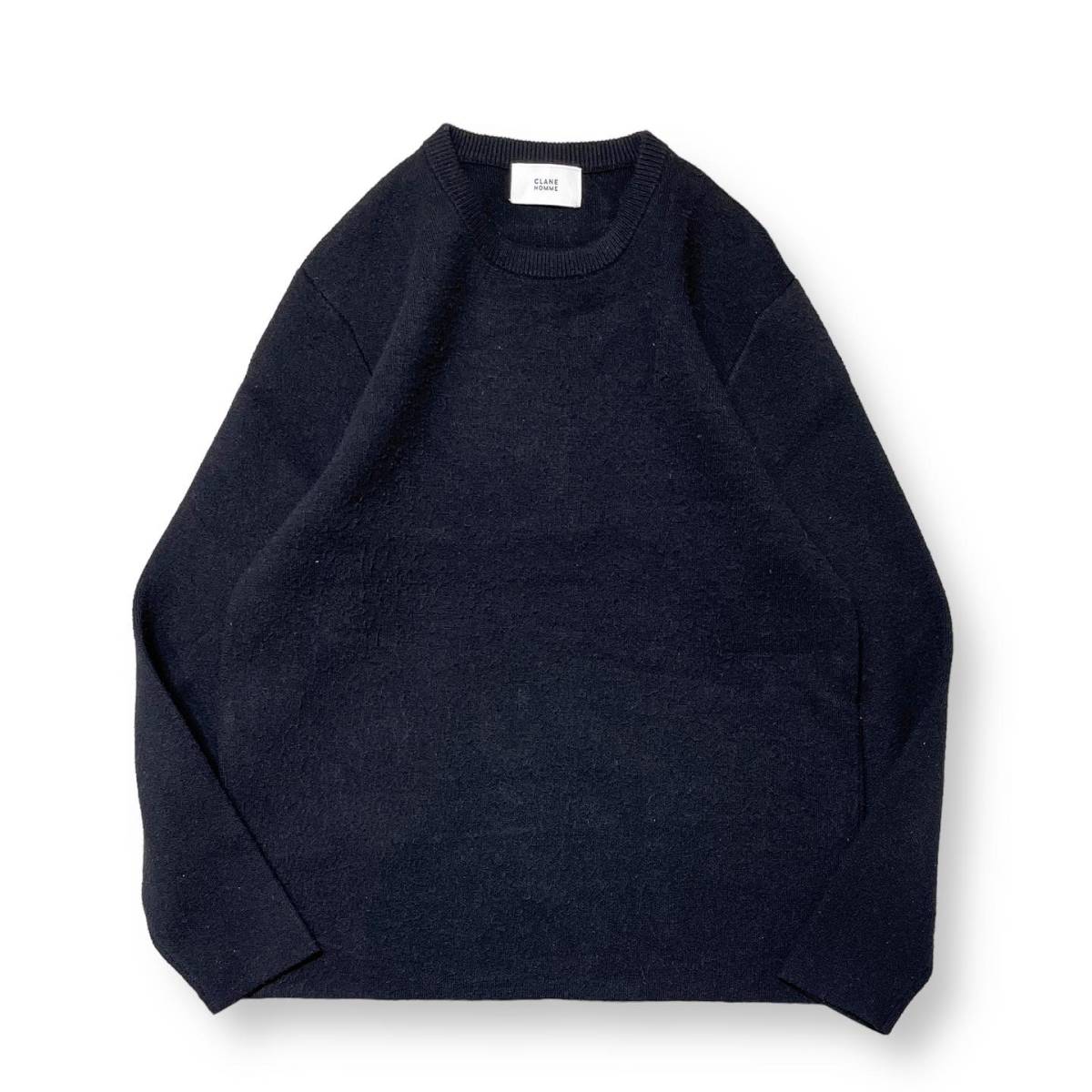 CLANE HOMME BASIC BOX KNIT TOPS ベーシックボックスニットトップス サイズ:2 ブラック クラネオム 店舗受取可_画像1