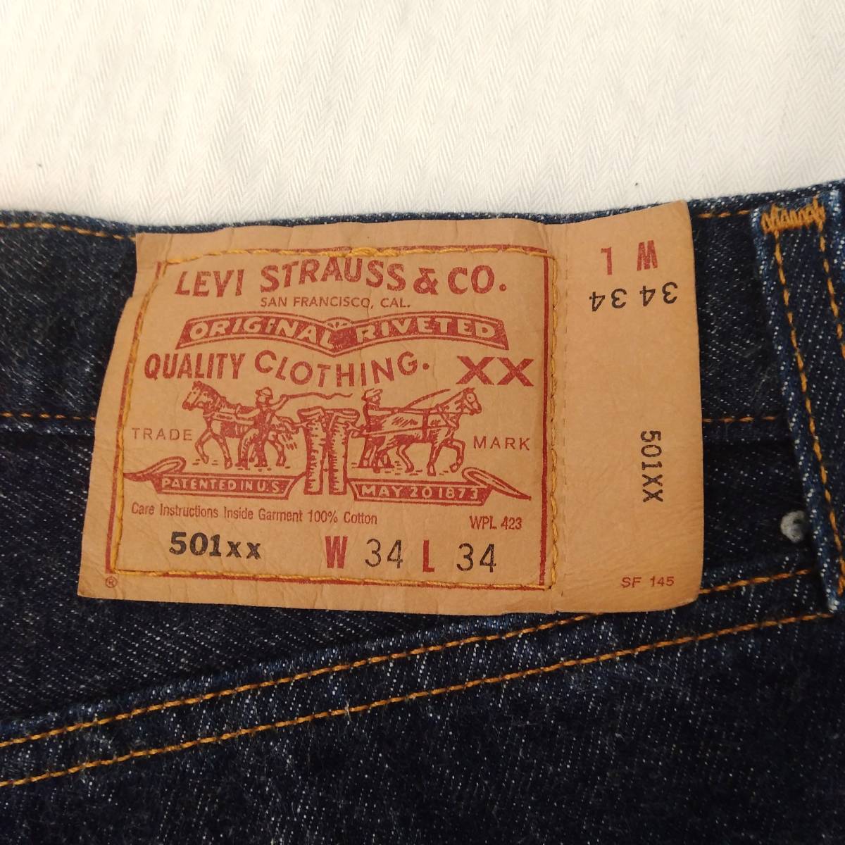 LEVI'S 501XX リーバイス デニムジーンズ 濃紺 W34 L34 501-0000 97年製 USA製 紙パッチ 552刻印 small e 店舗受取可_画像4