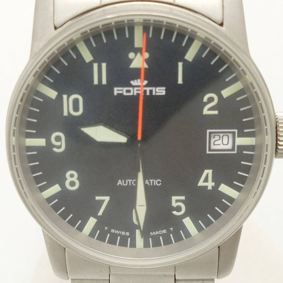 FORTIS フォルティス 620.10.46 自動巻 オートマチック 黒文字盤 デイト 日差約3秒前後 時計 針劣化 フリーガーデイト